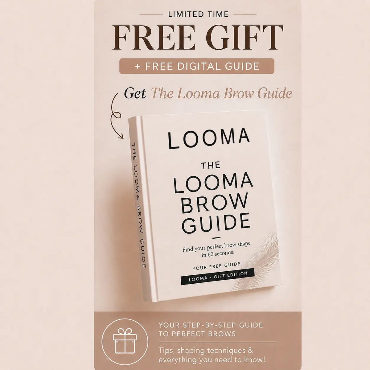 Free digital Looma Brow Guide with brow-shaping tips and techniques.