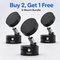 Three GripArc vacuum phone mounts included in the bundle