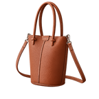 Aurea Brown finished handbag with top handles and shoulder strap