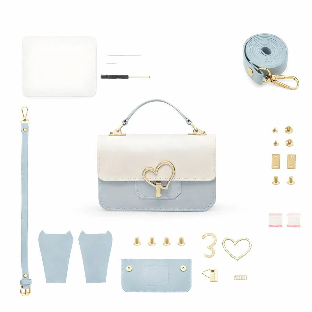 Moytsa Blue finished handbag with matching kit components