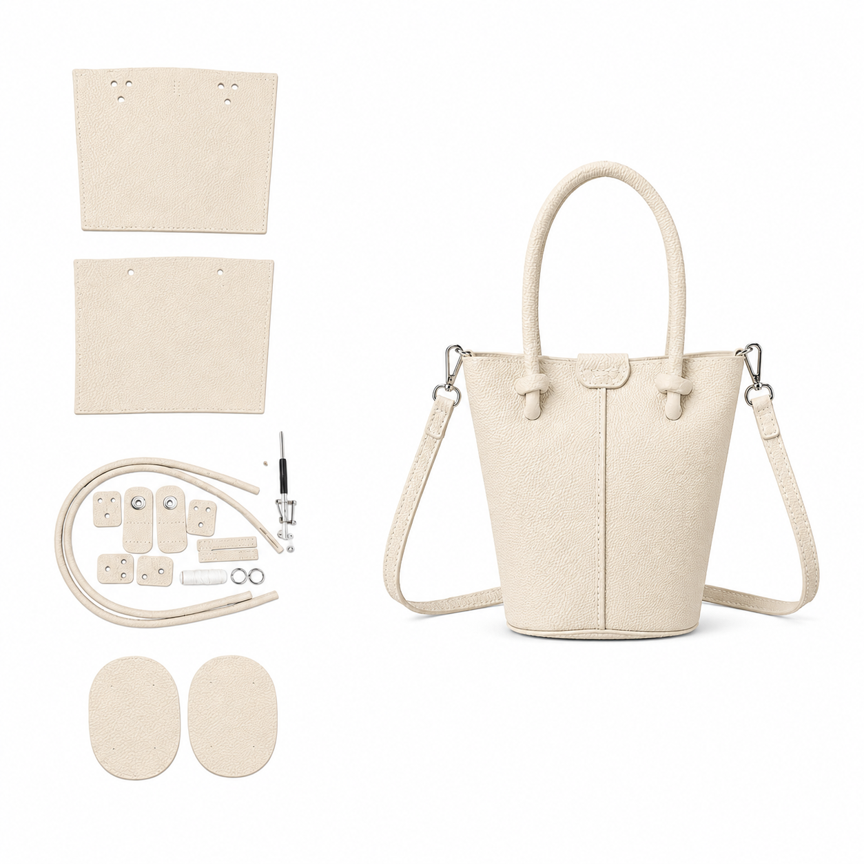 Aurea Beige finished handbag with matching kit pieces