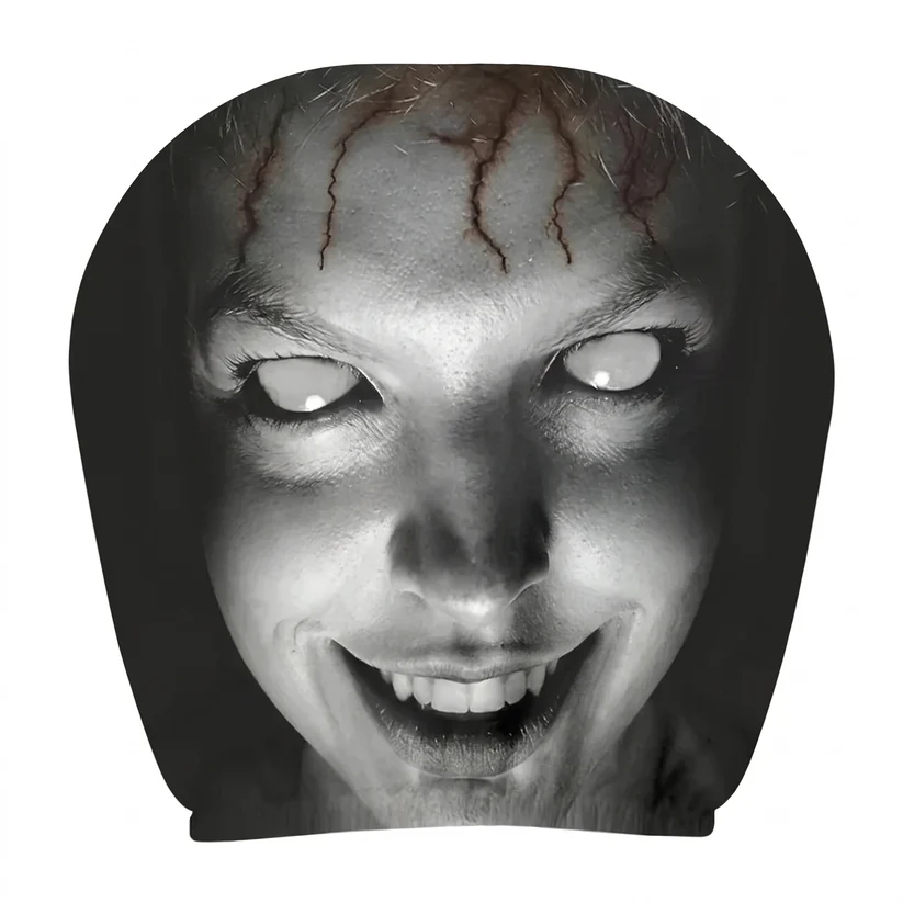 Grinning Ghoul creepy face car headrest cover