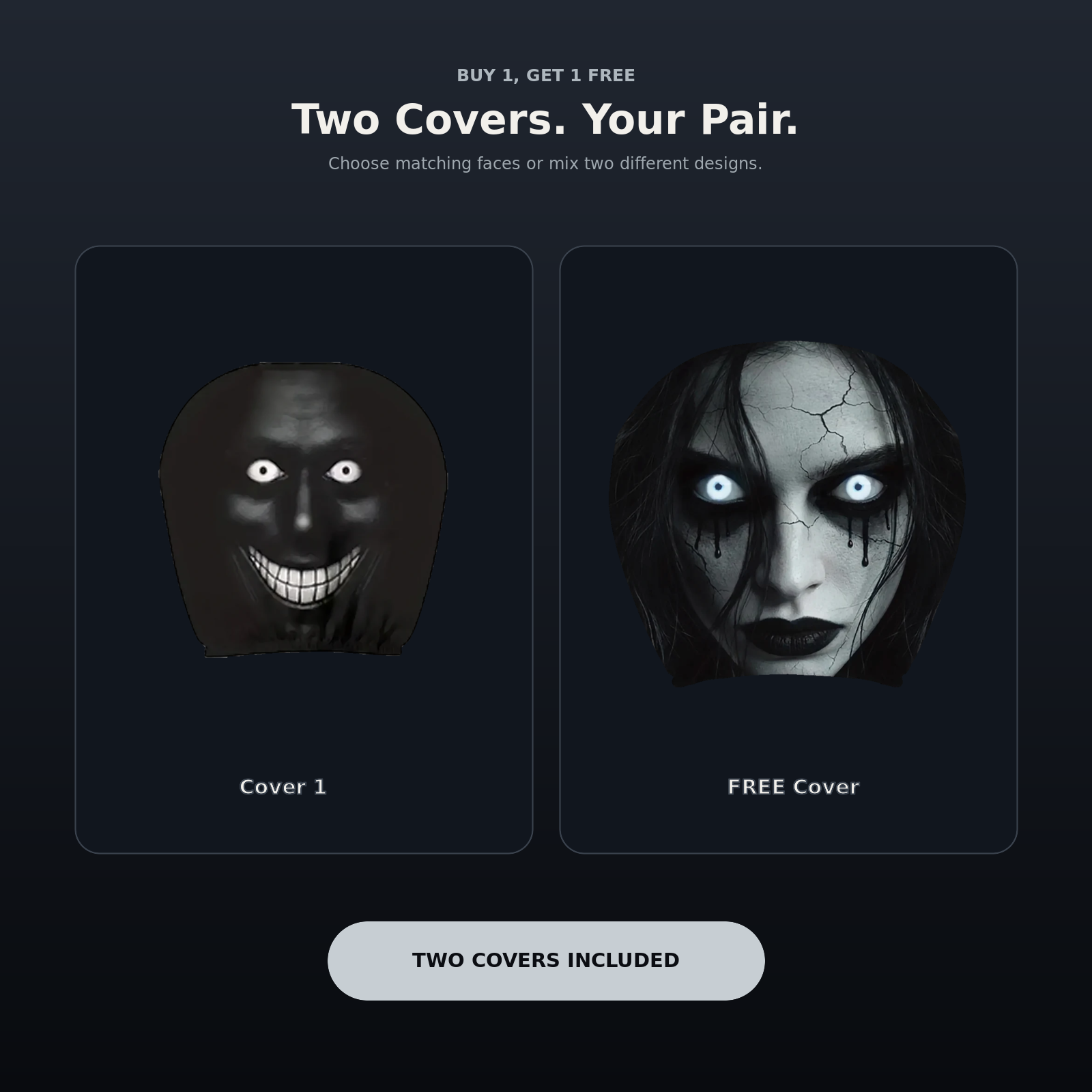 Two headrest covers included, with a choice to match or mix designs